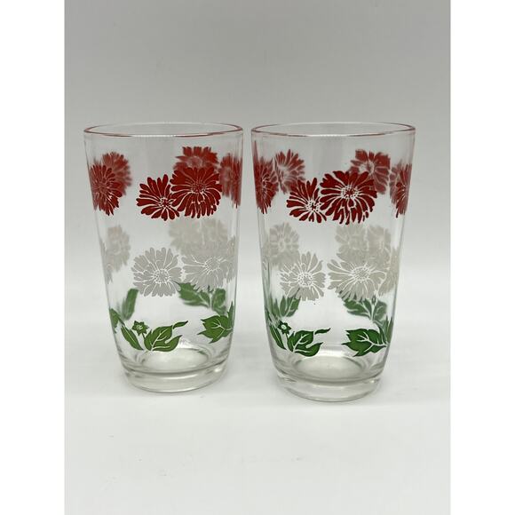 Vintage Set of 2 Kraft Foods Swig Juice Glasses Red White Green American Design - Picture 1 of 6